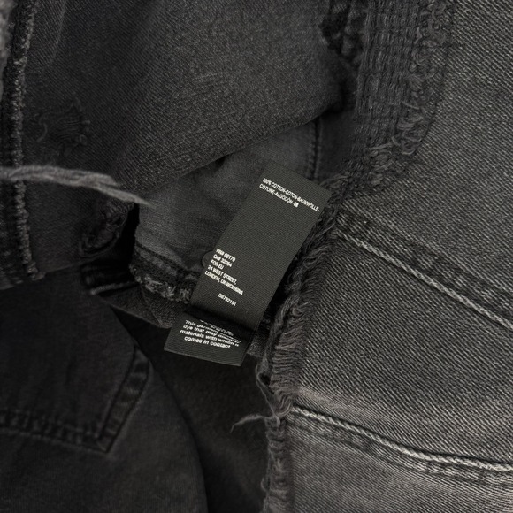 Free People Sz 27 We The Free Mini Skirt Black Distressed Button Fly Bohemian - Picture 5 of 6